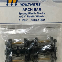 BOGIE: WALTHERS ARCH BAR SPRUNG TRUCK with 33" wheels HO Scale 933-1002 1 Pair Bogies