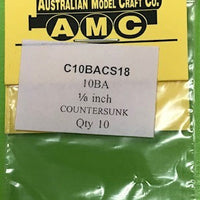 10BA COUNTERSUNK 1/8 inch Brass SCREWS Qty 10