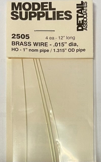 DETAIL ASSOCIATES - 2505 -  Brass Wire .015" Diameter HO Scale "