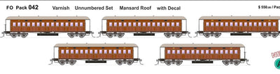 FO End Platform 5 Car set (Unnumbered with Decal) Varnished with Mansard Roof (NEW) set FO 042 AUSTRAINS NEO