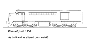 43 Class Co-Co Nose Cab AEI HO Data Sheet drawing NSWGR locomotive