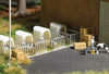 BUSCH #189-7931 Veal Hut - Crate - Action Set -- Calf, Hut with Fence, Stable Tools, Hay Bales. HO