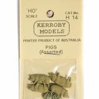 Kerroby Models: H14 PIGS  ASSORTED POSES (4)painted