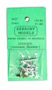 Kerroby Models: H44 CHOOKS INCLUDES 1 ROOSTER. (10) painted