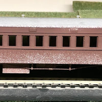 FO Brass 2nd class BOARD SIDE PASSENGER CAR Tuscan / Silver roof needs repainting BERG'S BRASS MODEL