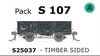 S Wagon - S 107 - ( S25037 ) single WAGON  with DISC WHEELS, NO BUFFERS,  TIMBER SIDED Single PACK.