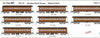 FO 007 AUSTRAINS NEO : End Platform Car Set 61 Pack of 8 cars Low Elliptical Roof - Venetian red & Russet