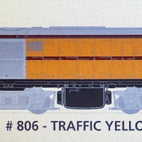 800 class DC Powered -  Locomotive No 806 in TRAFFIC YELLOW - SOUTH AUSTRALIAN RAILWAYS:  SDS Models NOW AVAILABLE: