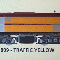 800 class DC Powered -   Locomotive No 809 in TRAFFIC YELLOW - SOUTH AUSTRALIAN RAILWAYS:  SDS Models NOW AVAILABLE: