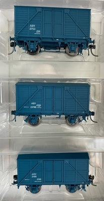 ABV Pk3 Boarded Casula Hobbies RTR : NSWR ABV Arnott’s Biscuit Van with PTC BLUE BOARDED SIDING : 3 Vans : Blue ABV 2753, Blue ABV 3748, Blue ABV 5481  NOW IN STOCK. *