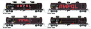 NTAF 006 (4 in Pack) AMPOL BLOCK TRAIN TANKER Rail Tank Car NSWSRA - SDS MODEL