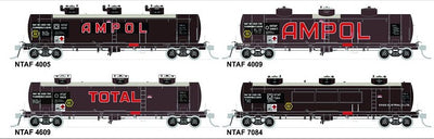 NTAF 006 (4 in Pack) AMPOL BLOCK TRAIN TANKER Rail Tank Car NSWSRA - SDS MODEL