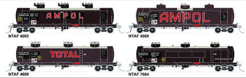NTAF 006 (4 in Pack) AMPOL BLOCK TRAIN TANKER Rail Tank Car NSWSRA - SDS MODEL