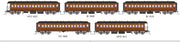050 - Vestibuled End Platform cars - VUB Set 75 Red & Russet  as in service 1940's/50 5 car set SDS Models