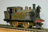 Tri-ang Hornby R355 TANK 0-4-0 Class not original, fitted with Kadee couplers and has new Romford driving wheels fitted and repainted black heavy weathered  Locomotive Model