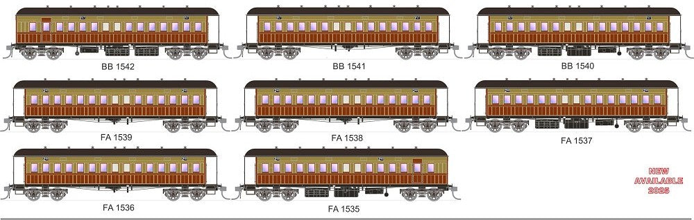 069 NSWGR End Platform cars - SDS Models - Set 60 Pre-War Tuscan & Russet - Full Lining (8 car set)