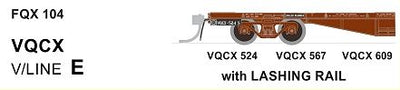 VQCX Pk E. (FQX104) Three Container Wagons with Lashing Rails: FQX104 SDS Models: VIC Railways: