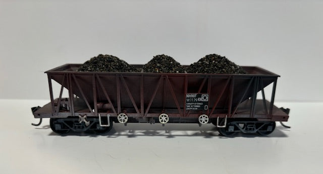 NHWF W1179 with Ballast load - with metal wheels + kadee new well built models listed as 2nd hand NHWF Ballast Wagon - - Rails North Models