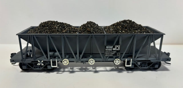 NHWF W1190 with Ballast load - with metal wheels + kadee  well built models listed as 2nd hand NHWF Ballast Wagon -  -  Rails North Models