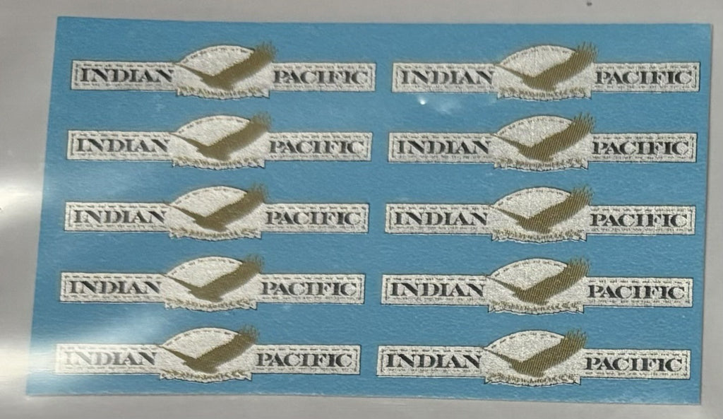 SOAK 129 N Scale Indian Pacific Passenger Carriage Logos (10 per pack)  DECAL "N" SCALE