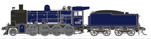 SDS - VR K Class Loco - K 183 B - Preserved 1993 Blue -  Plate Cowcatcher, Boxpok Wheels, Welded Tender - DC