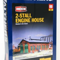 Walthers:2-Stall Engine house -- Kit - 12-3/4 x 7 x 5-1/4" 31.8 x 17.5 x 13.1cm - Holds Locos To 11-5/8" 29cm