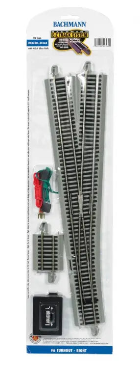 Bachmann - Nickel Silver Rail with Gray Roadbed - E-Z Track(R) --#6  Right Hand