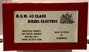 43 Class DIESEL ELECTRIC SAMHONGSA-MANSFIELD BRASS MODEL UN-PAINTED as new, test run only. NSWGR LOCOMOTIVE.
