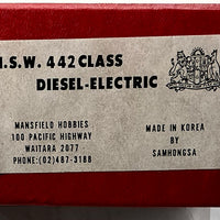 442 CLASS N.S.W.R. DIESEL-ELECTRIC LOCOMOTIVE, IN VERY NEW GOOD CONDITION, UN-PAINTED NEW RUNS VERY WELL. MANSFIELD BRASS MODEL