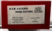 442 CLASS N.S.W.R. DIESEL-ELECTRIC LOCOMOTIVE, IN VERY NEW GOOD CONDITION, UN-PAINTED NEW RUNS VERY WELL. MANSFIELD BRASS MODEL