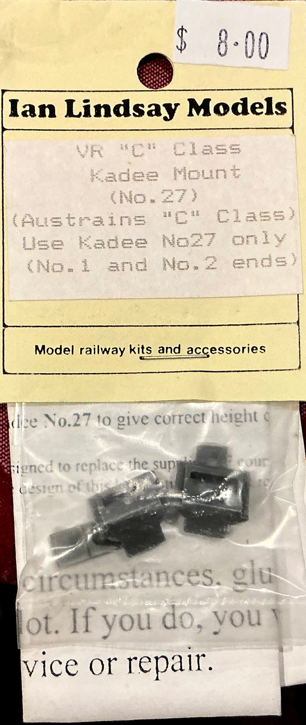 C class kadee mount for Austrains VR Locomotive (epoxy casting)