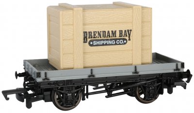 1 PLANK WAGON WITH BRENDAM BAY SHIPPING CO. CRATE (HO SCALE) - THOMAS & FRIENDS™,