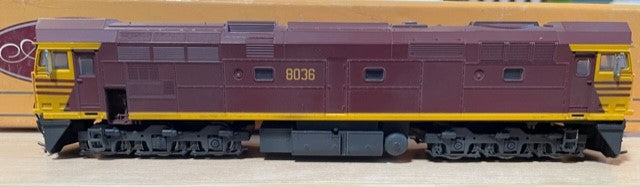 80 Class 8036 NSWR LOCOMOTIVE REVERSE YELLOW WEATHERED, WITH SOUNDTRAXX DCC SOUND Installed MODEL. - 2ND HAND - Austrains Basix