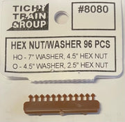 TICHY TRAIN GROUP #8080 HO 4.5' NUT,7' WASHER