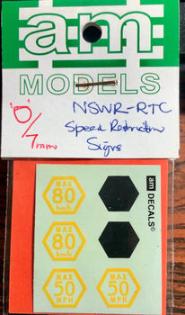 O Scale O/7mm NSWR RCT Speed Signs 50MPH & 80 KPH, O scale model detailing parts NSWGR - AM Models