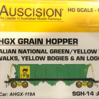 S.A. AHGX Grain Hopper Green/Yellow with AN Logo, Black Side Sills & Yellow Bogies, Single Car SGH-14 AUSCISION