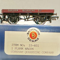 1 PLANK WAGON CORSHAM QUARRYING COMPANY #33-401  BACHMANN BRANCH LINE PRE-OWNED