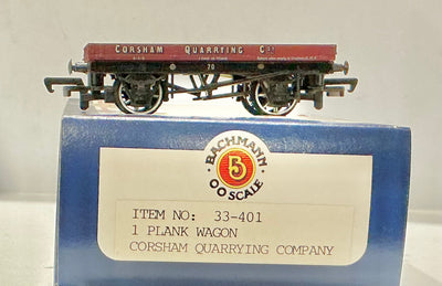 1 PLANK WAGON CORSHAM QUARRYING COMPANY #33-401  BACHMANN BRANCH LINE PRE-OWNED