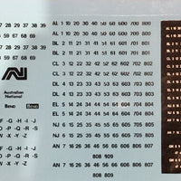 CHSK94 CHSK HO Black number Decal for Locomotives GM,AL,BL,DL,EL,NJ,AN. of the S.R.A. & AN also for headboards.