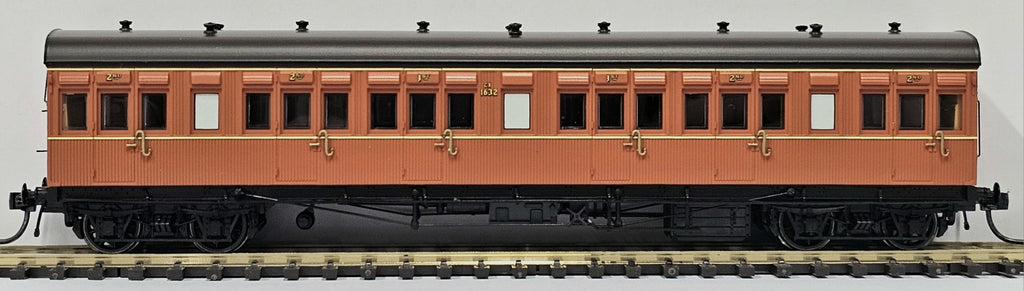 NOW IN STOCK- CX05- CX1632 NSWGR Passenger Carriage - Elliptical Roof, Indian Red, with Single Line, Dark Grey Elliptical Roof - Casula Hobbies Model Railways