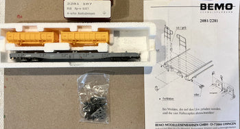 BEMO H0e 9mm 2281-107 RhB  Rp-w 8357 4 - aches Aushubwagen - RhB Railway Narrow gauge (new PRE-OWNED) HOe 9mm
