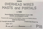 P18 OVERHEAD WIRES, MASTS AND PORTALS c1968 DRAWINGS HO SCALE from DATA SHEETS Drawing NSWGR:  P18 NEW