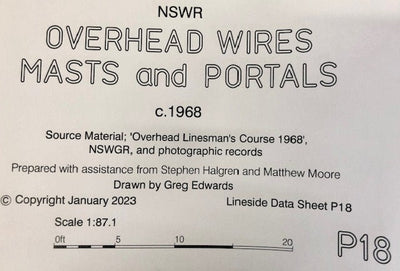 P18 OVERHEAD WIRES, MASTS AND PORTALS c1968 DRAWINGS HO SCALE from DATA SHEETS Drawing NSWGR:  P18 NEW