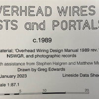 P19 OVERHEAD WIRES, MASTS and PORTALS, c1989 DRAWINGS HO SCALE from DATA SHEETS Drawing NSWGR:  P19 NEW