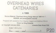P20 OVERHEAD WIRES, CATENARIES, c1989 DRAWINGS HO SCALE from DATA SHEETS Drawing NSWGR:  P20 NEW