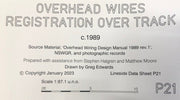 P21 OVERHEAD WIRES, REGISTRATION OVER TRACK, c1989 DRAWINGS HO SCALE from DATA SHEETS Drawing NSWGR:  P21 NEW
