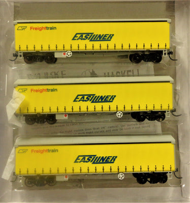 QSCW Box Wagons, Three QR Freighttrain EASTLINER TAUTLINER WAGON MODEL Undecorated with DECAL HO 16.5mm BOGIES. 2nd hand - Wuiske Models