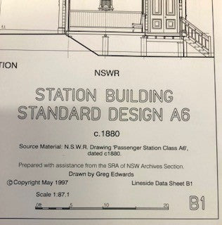 B01 A6 1880 station weatherboard Building (Inverell, Grenfell) Data Sheet HO drawing