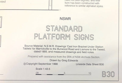 B30 Standard Platform Signs drawing as used on station HO drawing