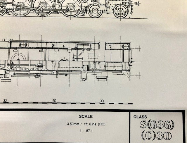 Class C30 4-6-4 S(636) "Tank" HO Data Sheet drawing NSWGR locomotive